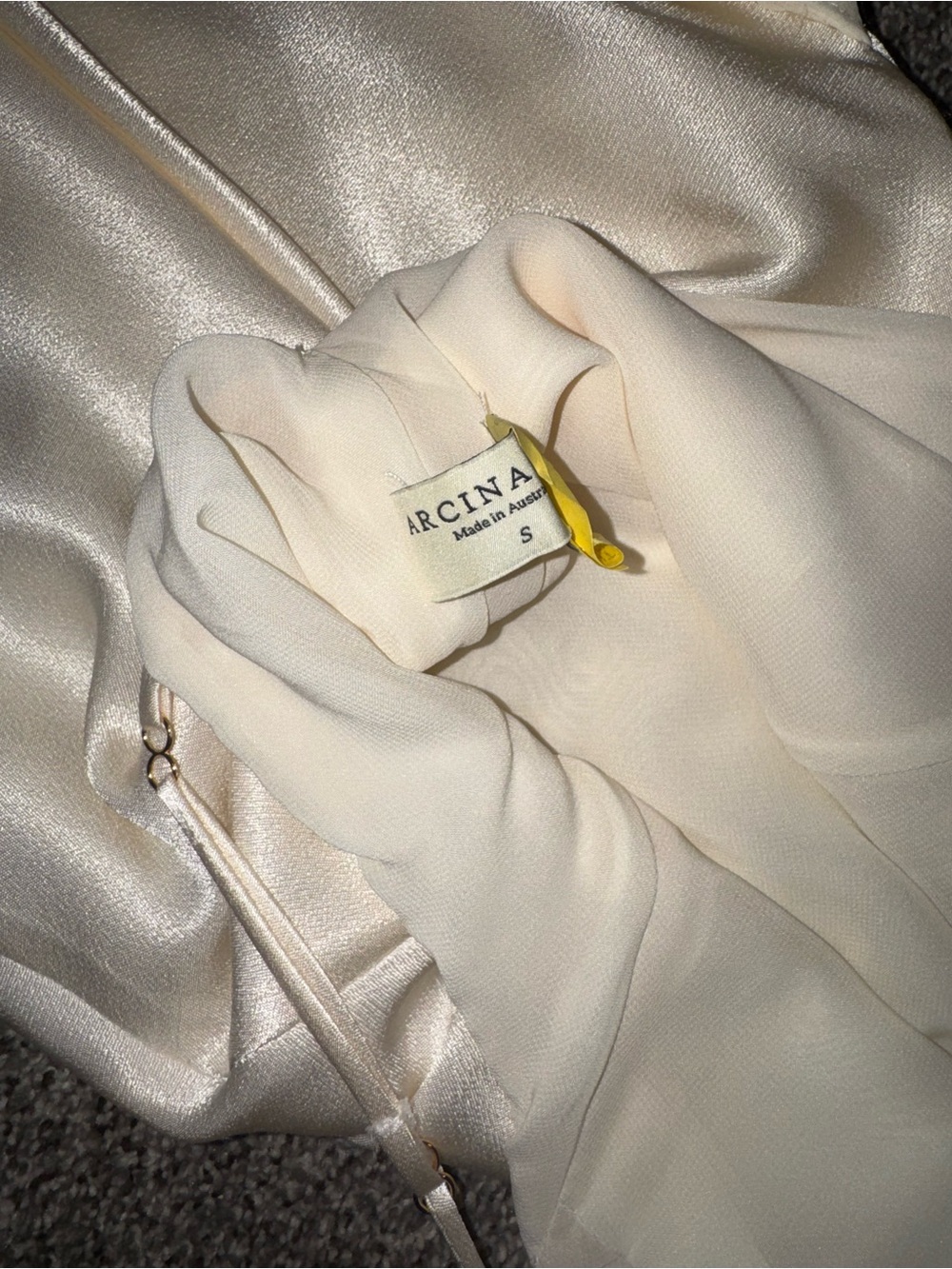 Arcina Ori Helena Chiffon-Detailed Satin Gown Ivory – Altered XS - Picture 5 of 12